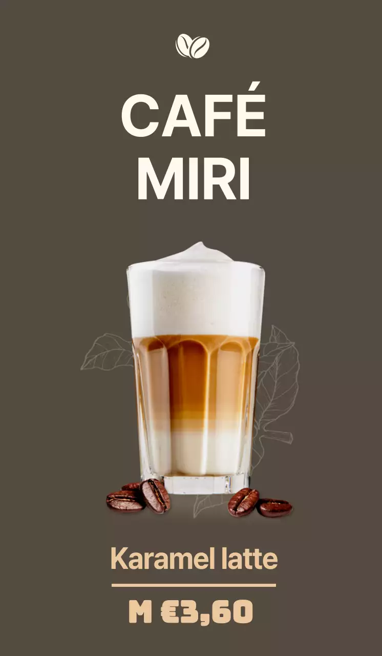 Een cafémenu promoten met een grijs, geïllustreerd, emotioneel gevoel