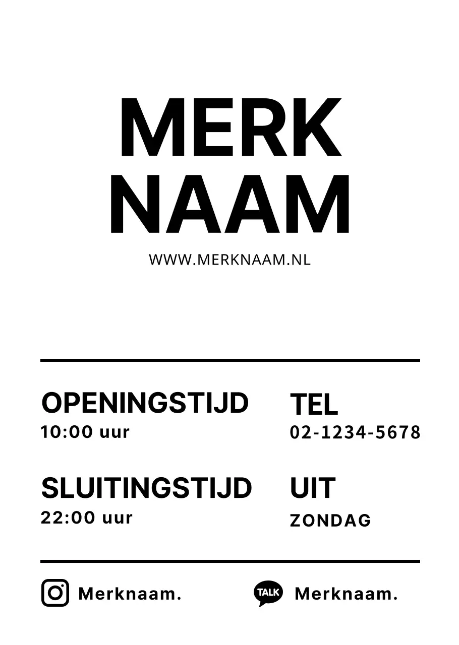 Transparante poster met eenvoudige openingstijden