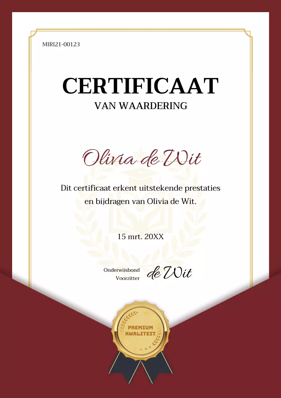 Een certificaat dat aanvoelt als een stijlvolle rood-witte enveloppe