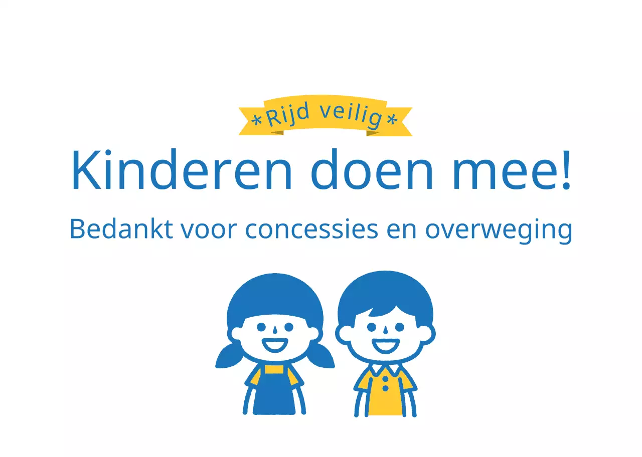 Geel en blauw geïllustreerde gids voor veilig rijden voor kinderen aan boord