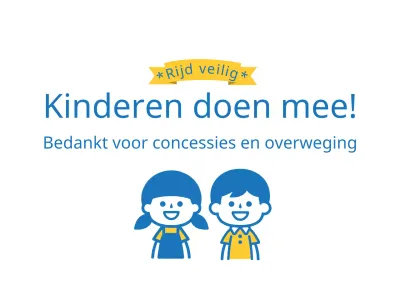 Geel en blauw geïllustreerde gids voor veilig rijden voor kinderen aan boord