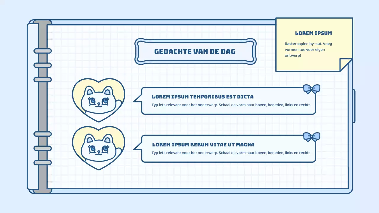 Schattige agenda concept presentatieset in lichtblauw en groen