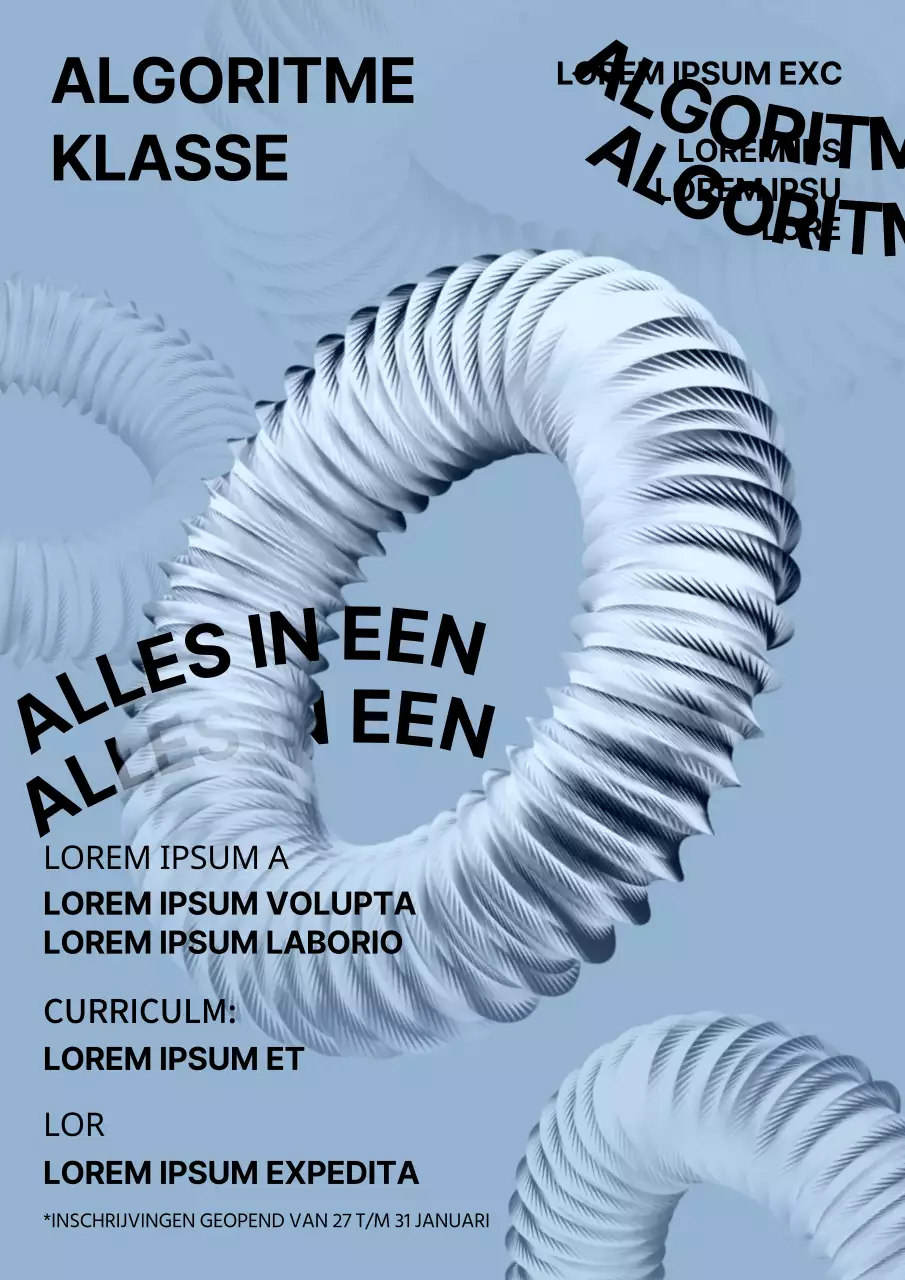 Hemelblauwe achtergrond metalen algoritmische tutorial voor 3D ring concept