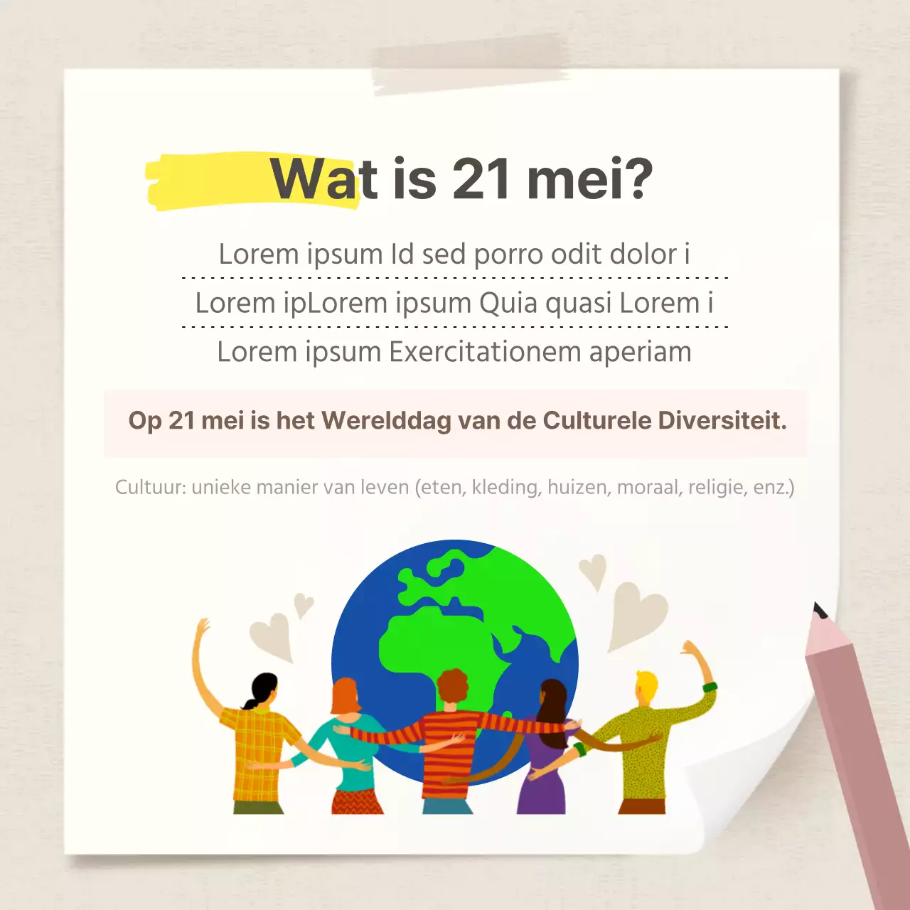 Dooclass Werelddag van de Culturele Diversiteit KaartNieuwsontwerp