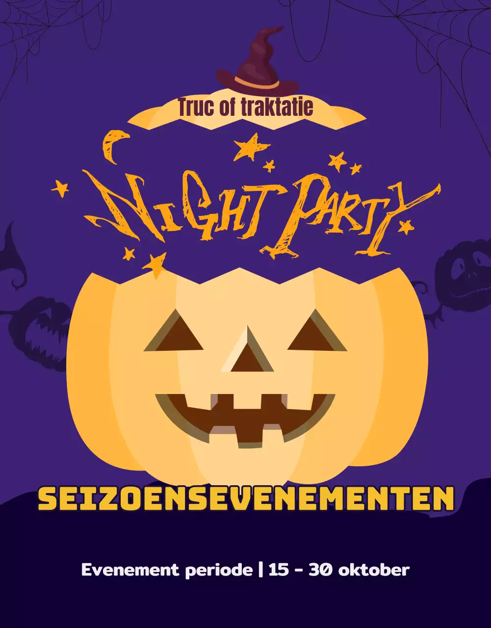 Paars Halloween-coupon aanbieding korting evenement
