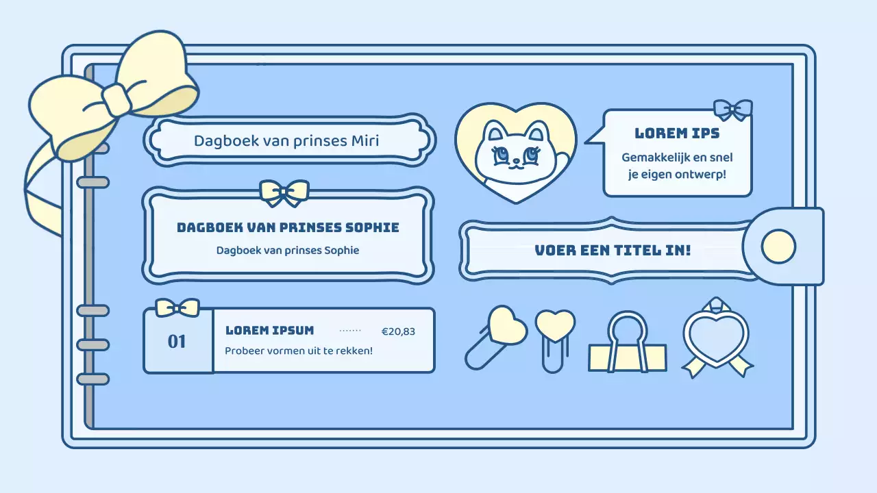 Schattige agenda concept presentatieset in lichtblauw en groen