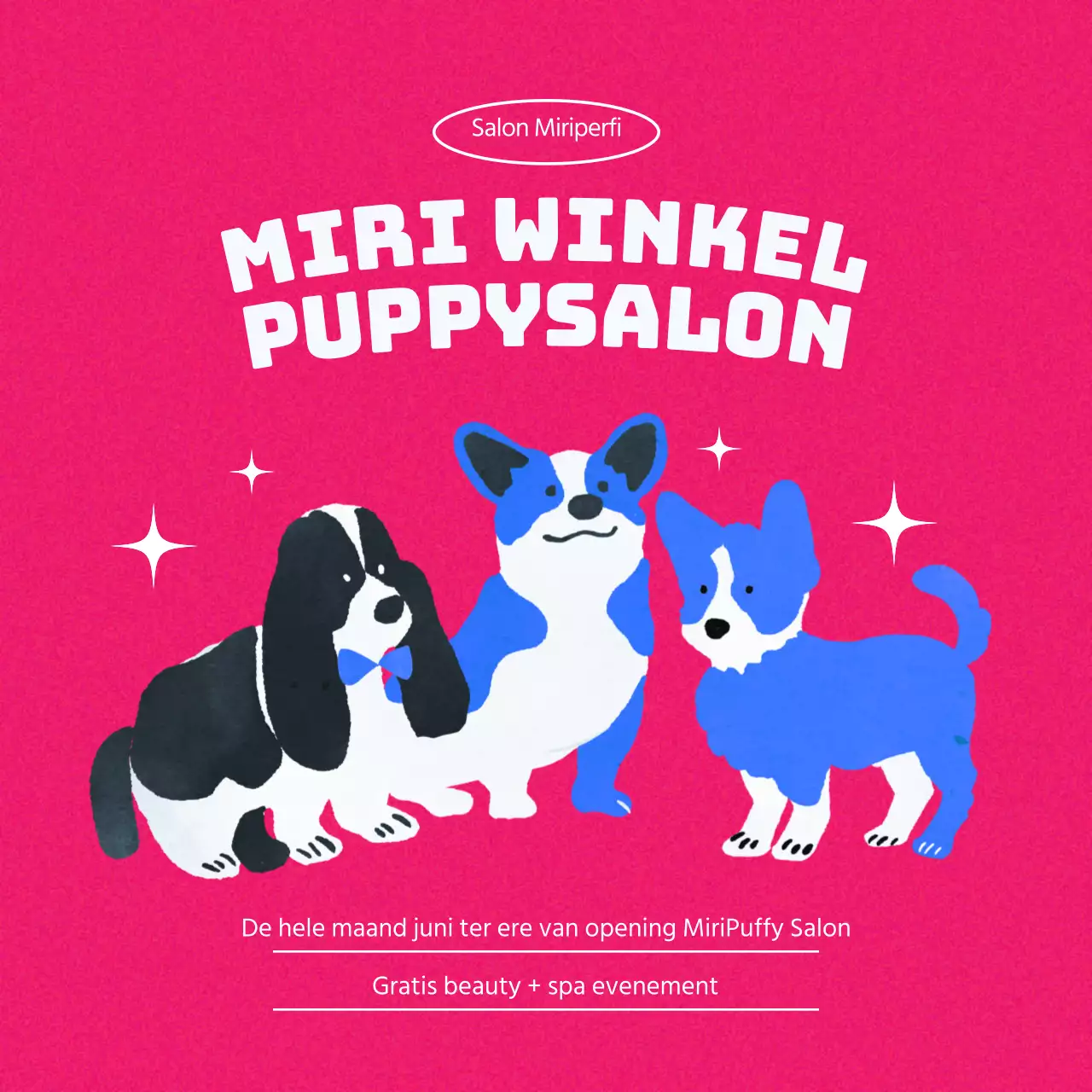 Een schattige, roze, geïllustreerde verzorgingsplaats voor huisdieren