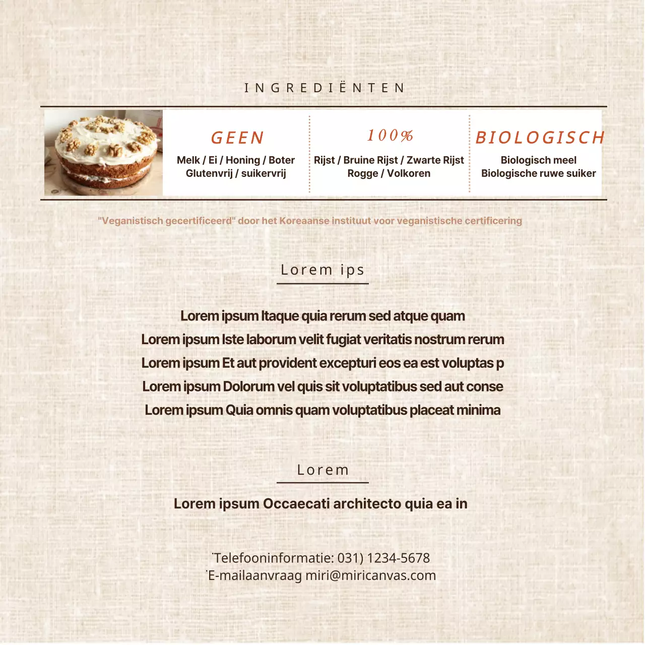 Ansichtkaart van een bruine veganistische bakkerij