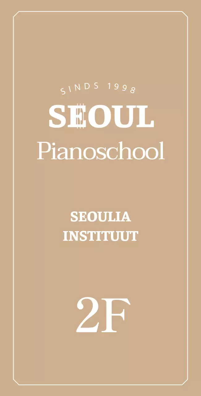 Bewegwijzering met een stijlvol pianoschoollogo op een gouden achtergrond