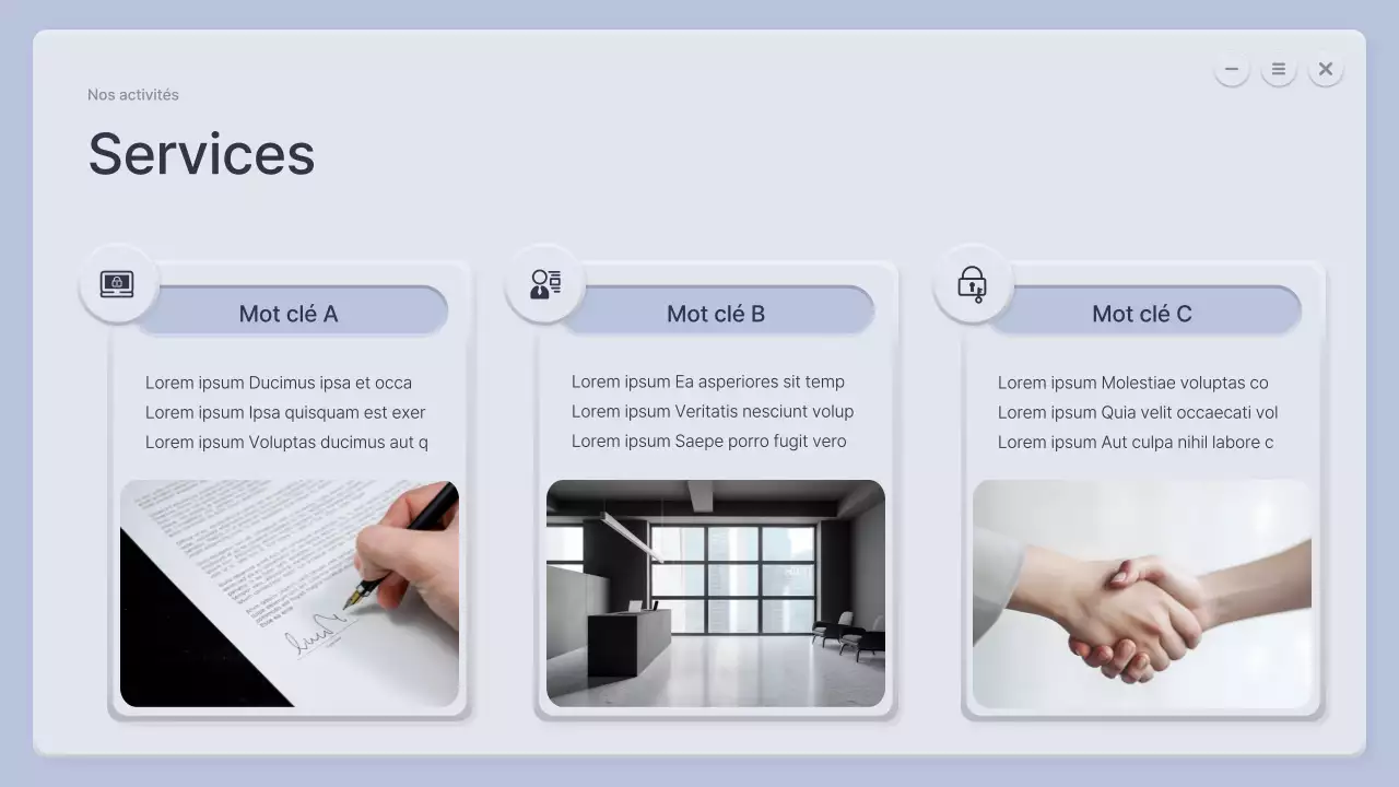 Un profil d'entreprise tridimensionnel bleu et gris