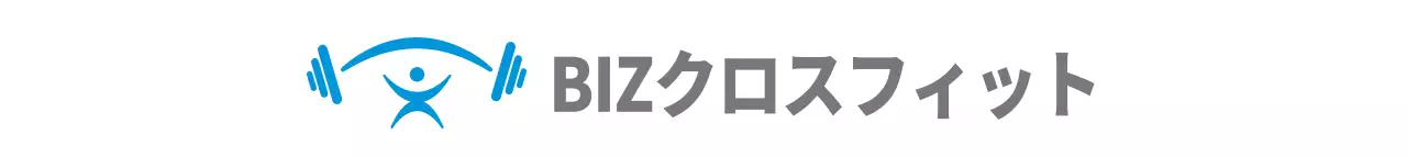 青とグレーのすっきりとしたシンプルなシンボルマークロゴスタイルのクロスフィットプロモーションとプロモーション