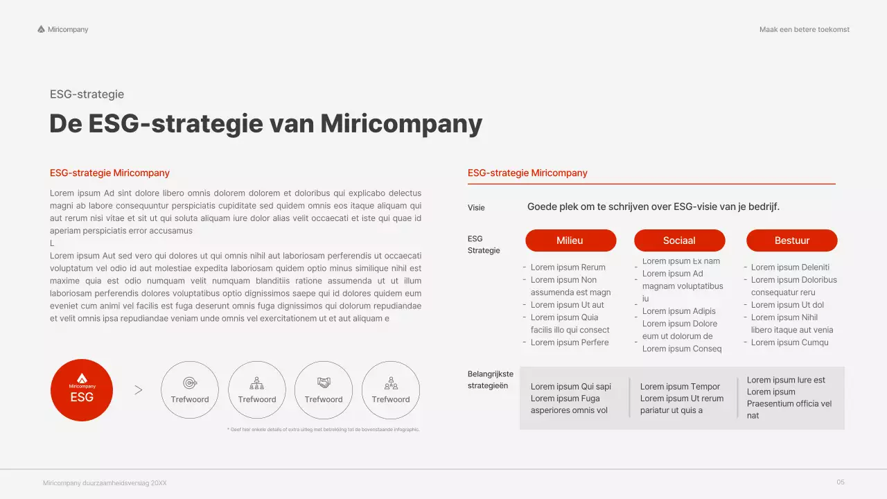 ESG-rapport met een rood, kleurrijk concept