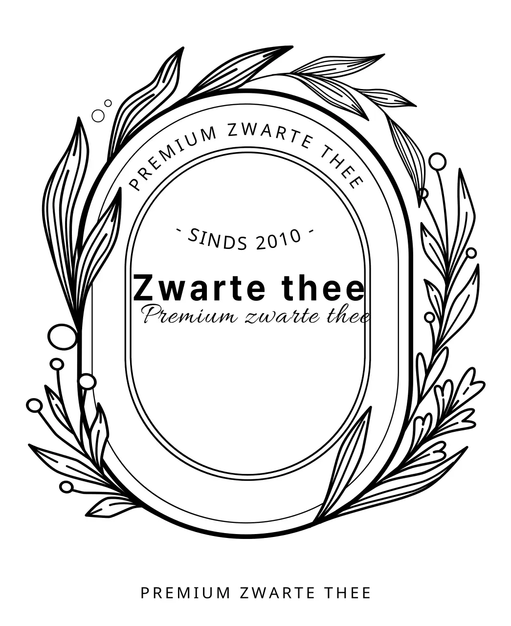 Lijnillustratie Zwarte Thee Pakket