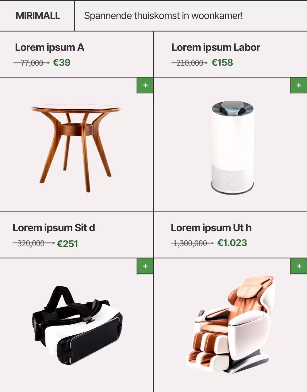 Homecoming zomermeubels in beige en groen