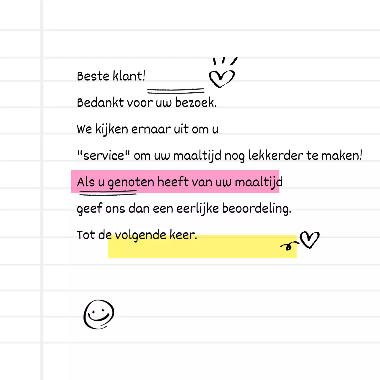 Bedanksticker voor levering