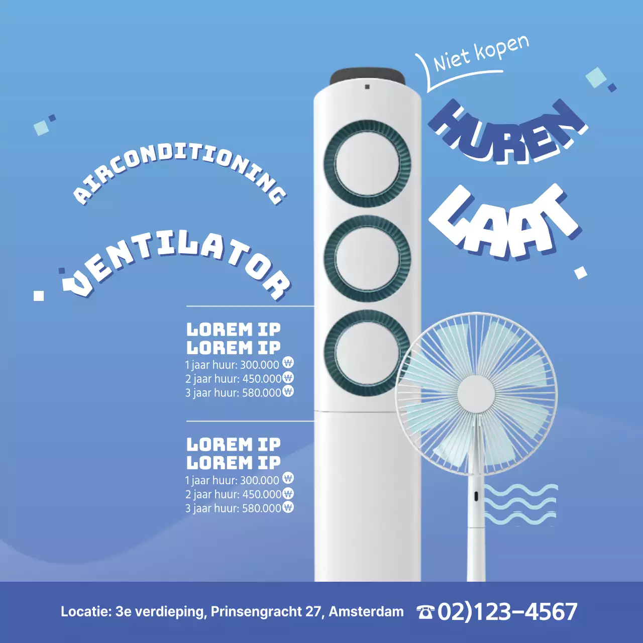 Laten we een airconditioner huren