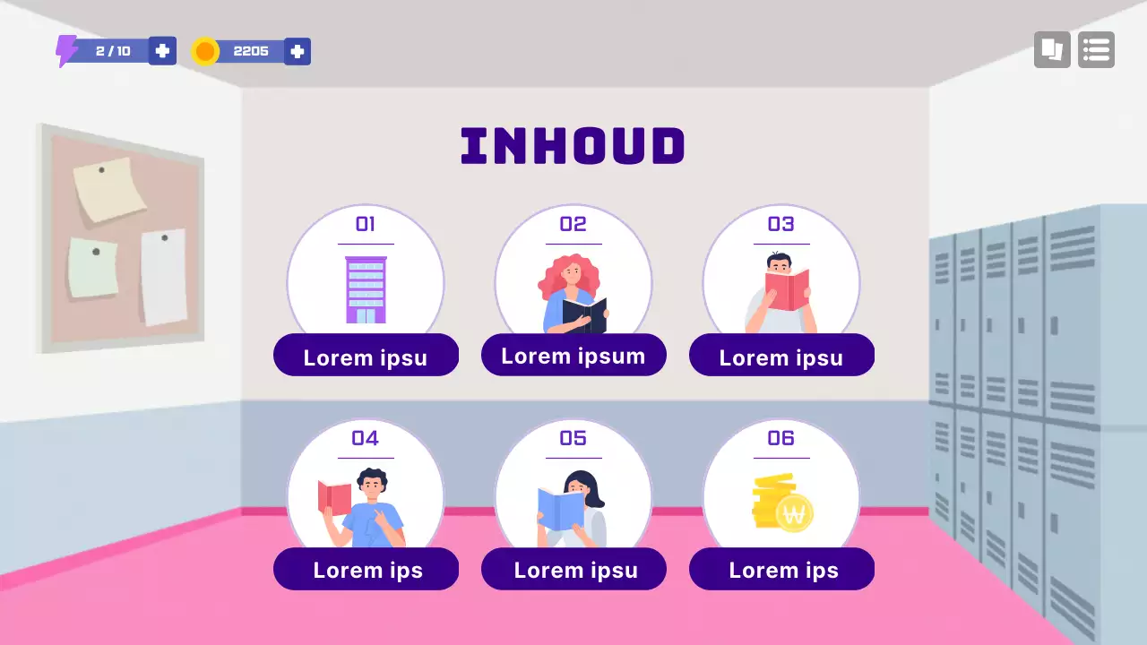 Conceptvoorstel voor schoolgame in paars