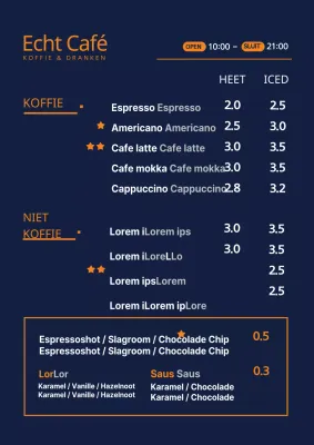 Marineblauw café menubord