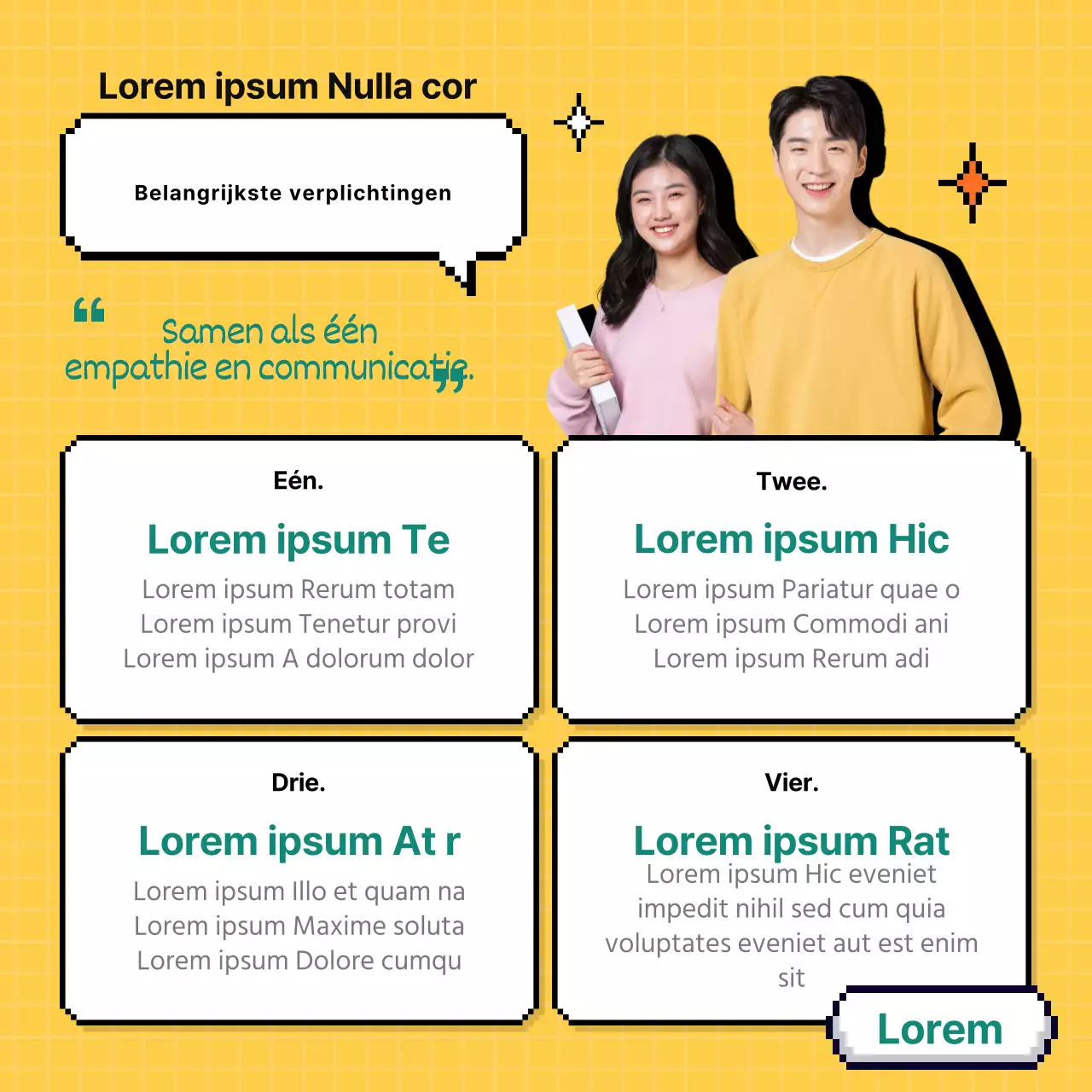 Pixelontwerp met gele achtergrond CardNews