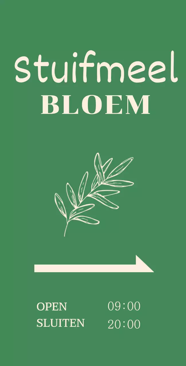 Teken van bloemenwinkel met botanische illustraties op groene achtergrond