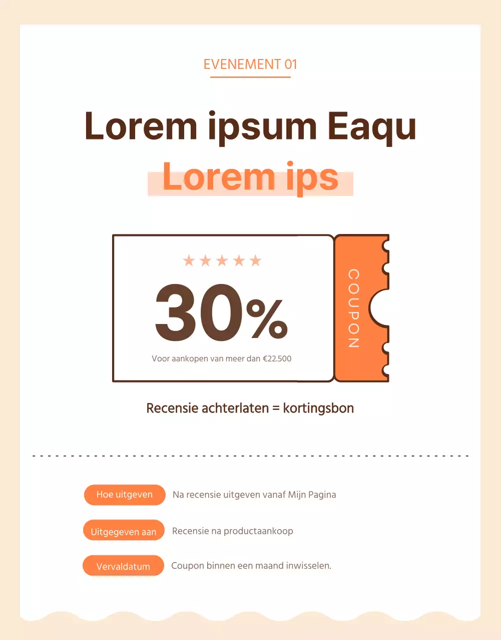 Bruin en oranje recensie evenement pagina