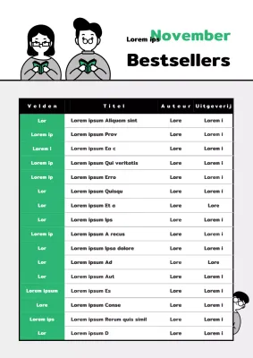 Boekaanbevelingen met een wit en groen leesletterconcept