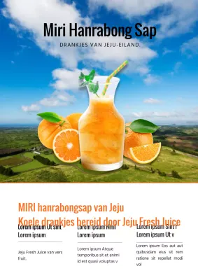 Blauw en oranje natuurlijk hallabongsap evenement reclame