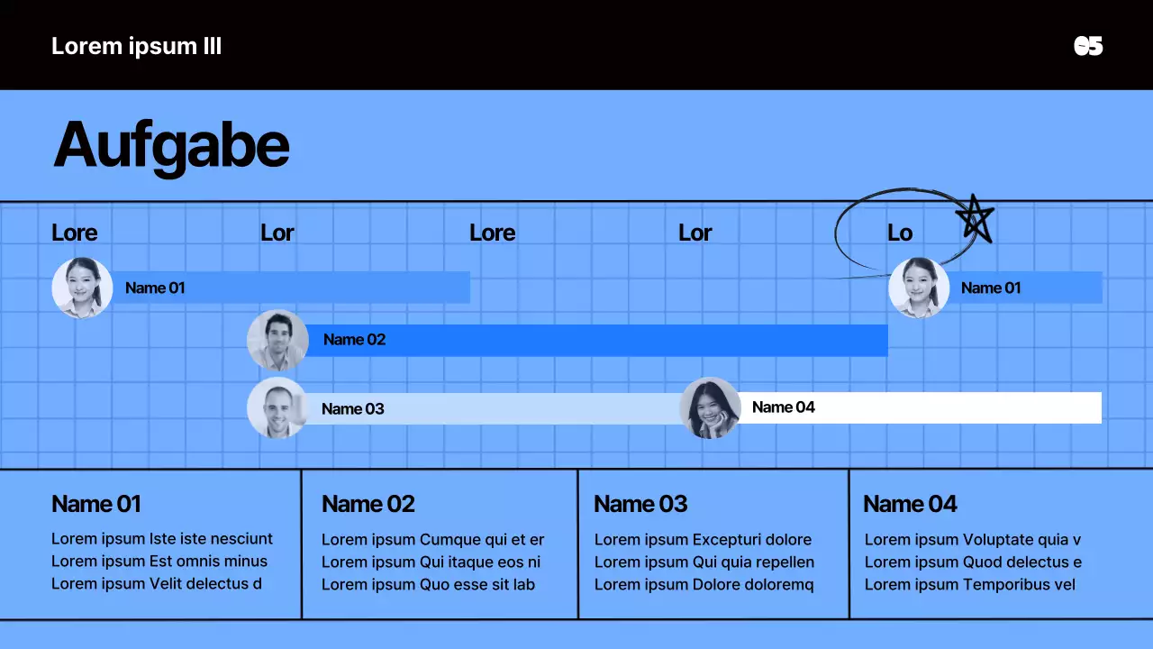 Marketing-Studienpräsentation mit blauem Notizbuchkonzept