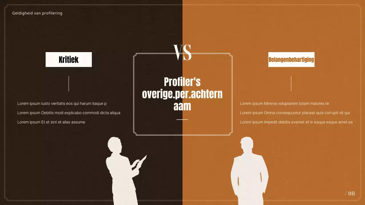 Presentatie over criminele psychologische profilering in zwart en beige