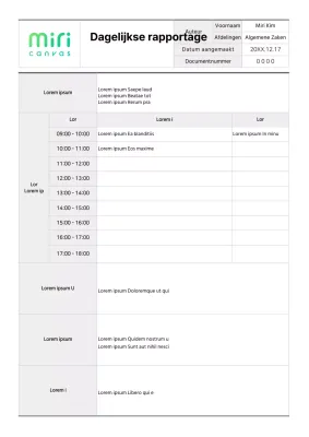Basisopmaak dagelijkse rapportage