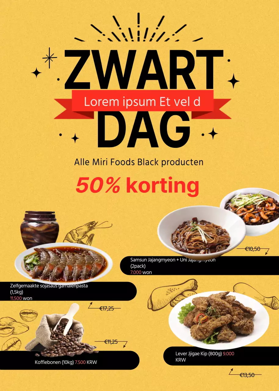 Black Friday glitter in geel en zwart