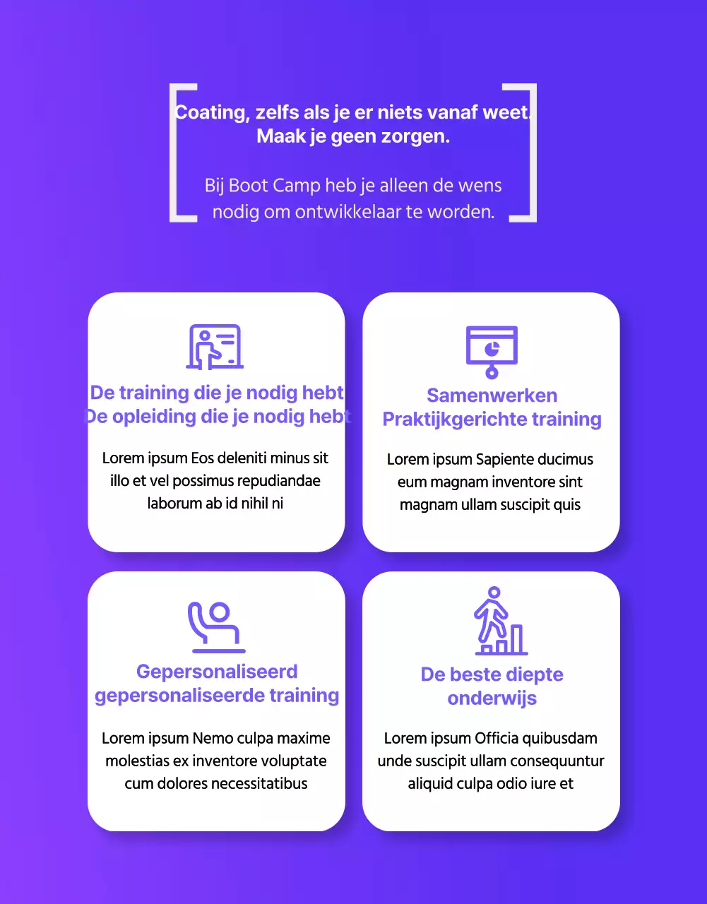 Coding Academy training in paars en zwart