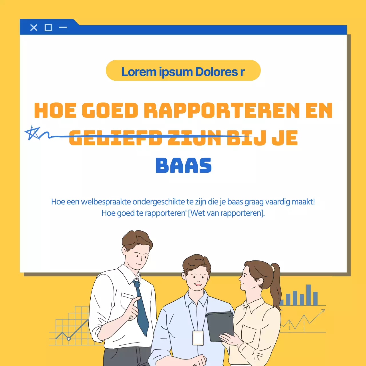 Blauw en geel illustratieconcept Hoe goed te rapporteren op het werk CardNews