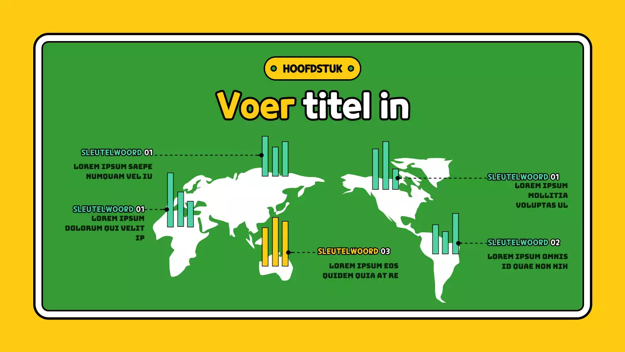 Schattige gele en groene wereldkaart MAP infographic
