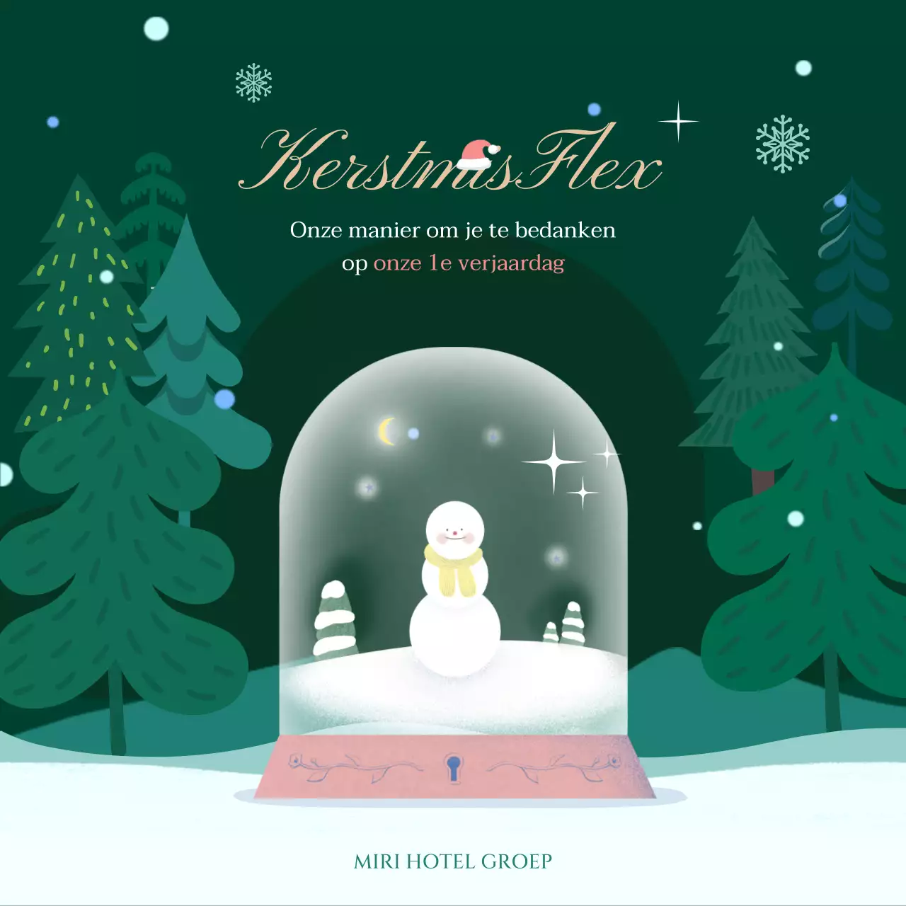 Schattige sneeuwbalillustratie met groene achtergrond voor kerstgebeurtenissen