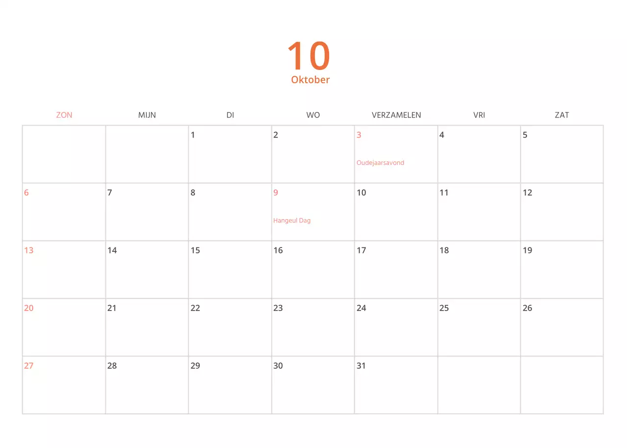 Veelkleurige geïllustreerde kalender