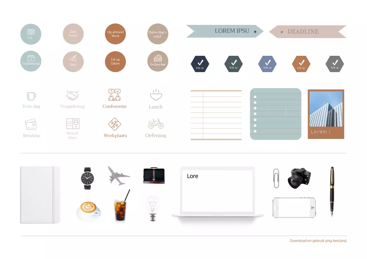 Eenvoudige digitale bedrijfsplanner in zakelijke stijl met stickers voor web