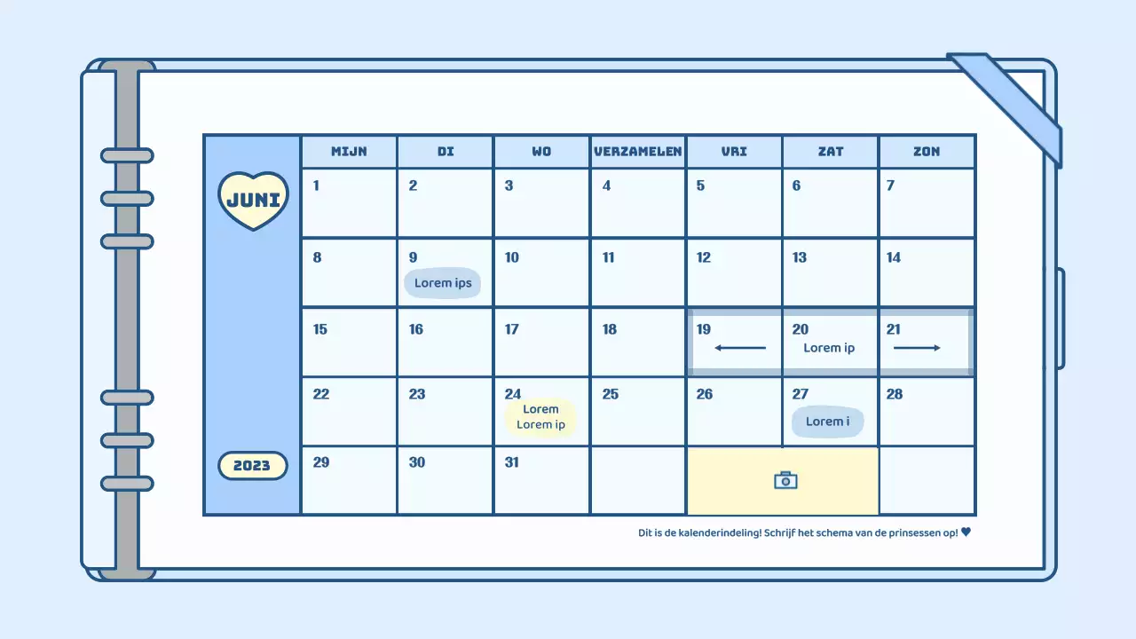 Schattige agenda concept presentatieset in lichtblauw en groen