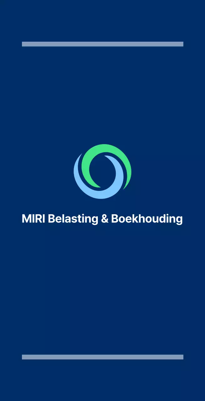 Marineblauwe kantoorbalsa met het logo en de naam van het belasting- en boekhoudkantoor.