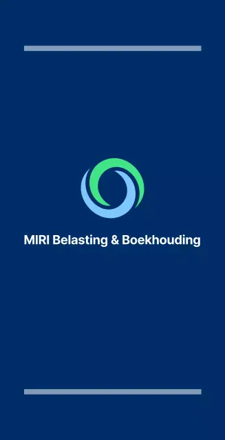 Marineblauwe kantoorbalsa met het logo en de naam van het belasting- en boekhoudkantoor.