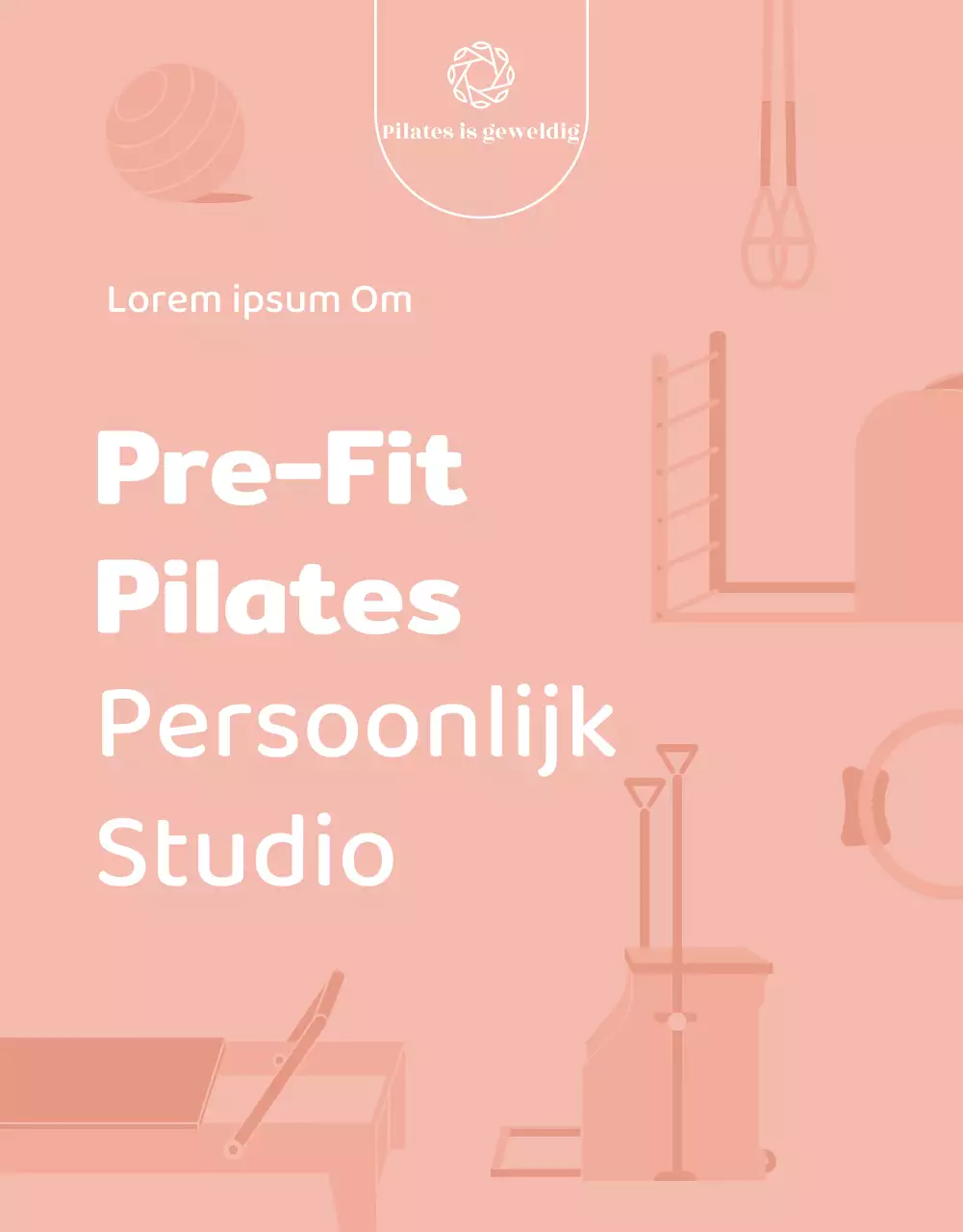 Pitch monotoon Pilates promotiethema met strakke illustraties en afgeronde vormen