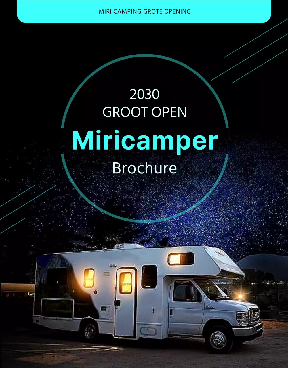 Een eenvoudige camper met donkere kleuren en mintkleurige accenten Meer info