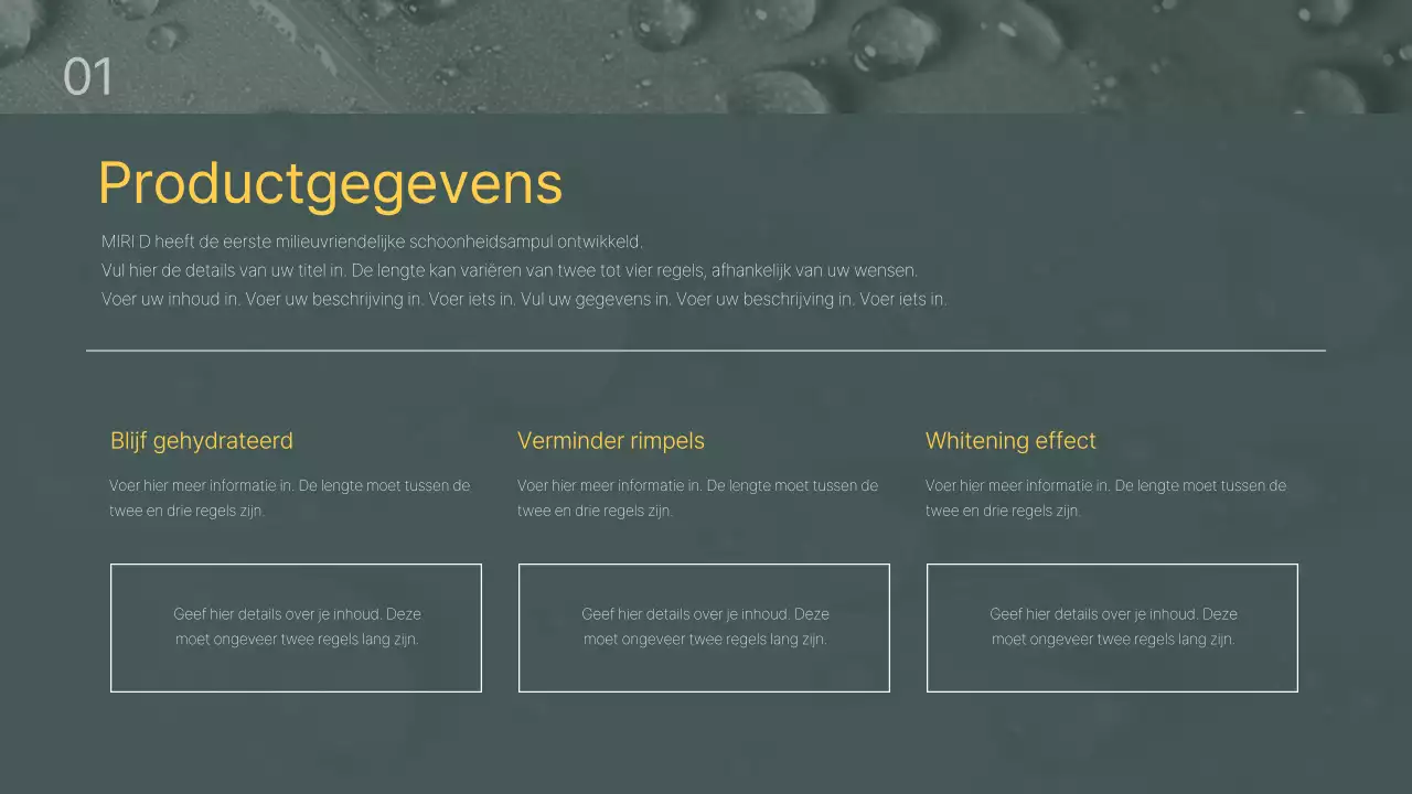 Groene, zwarte toon schoonheidsverzorgingsproductengids