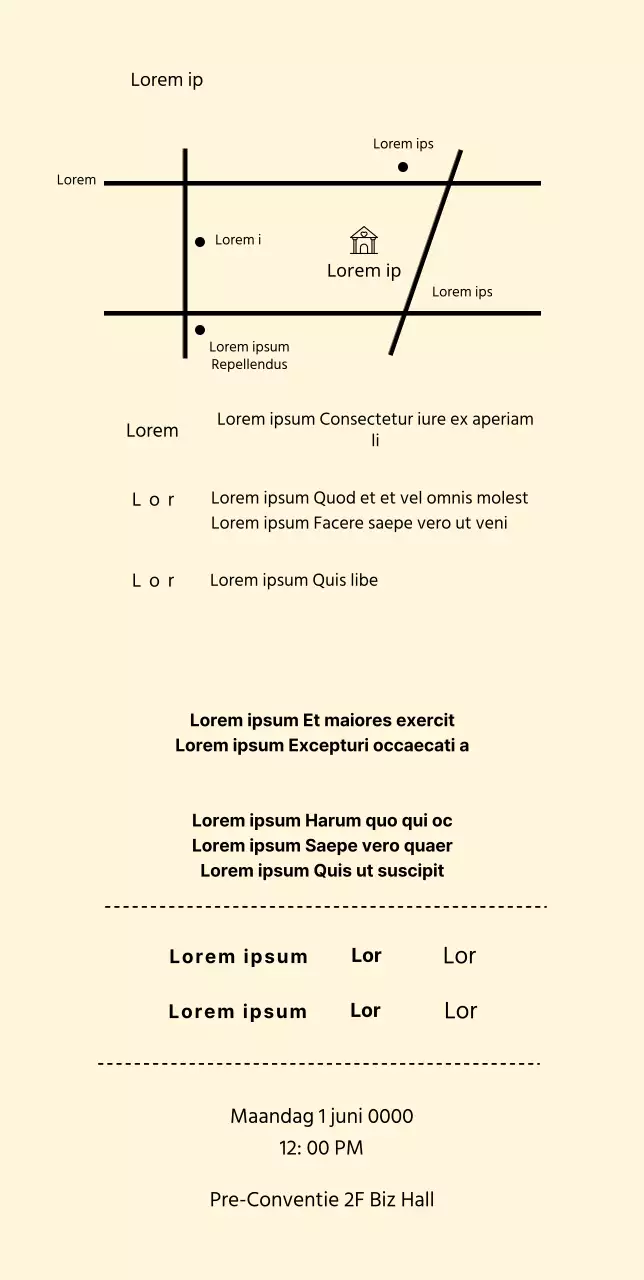 Huwelijksuitnodiging met een groene cirkel op een gele achtergrond