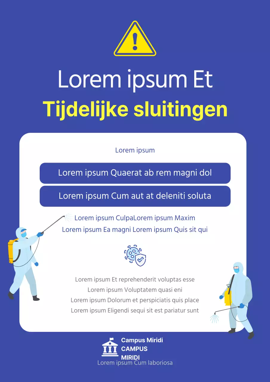 Eenvoudig ontsmettingsteken voor ongediertebestrijding op blauwe achtergrond