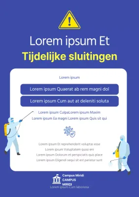 Eenvoudig ontsmettingsteken voor ongediertebestrijding op blauwe achtergrond