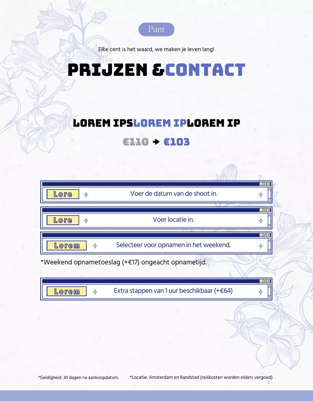 Snap details voor de paars-witte combinatie