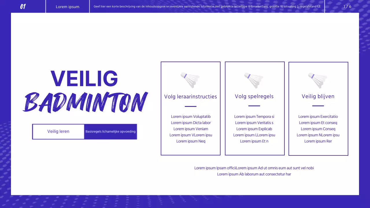 Blauw-wit badminton Fysieke prestatiebeoordeling begeleide les