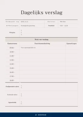 Een keurig dagrapport in bruin en marineblauw