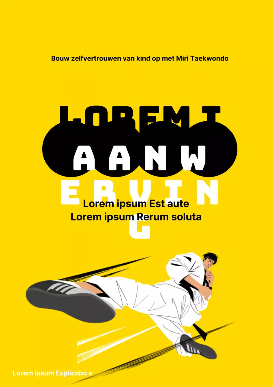 Eenvoudige, gele flyer voor de werving van pianolesstudenten